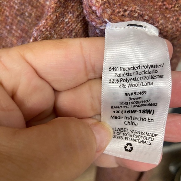 Terra & Sky Size 1X Women's Brown Fall colors Knit Cardigan - Picture 6 of 7